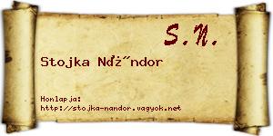 Stojka Nándor névjegykártya